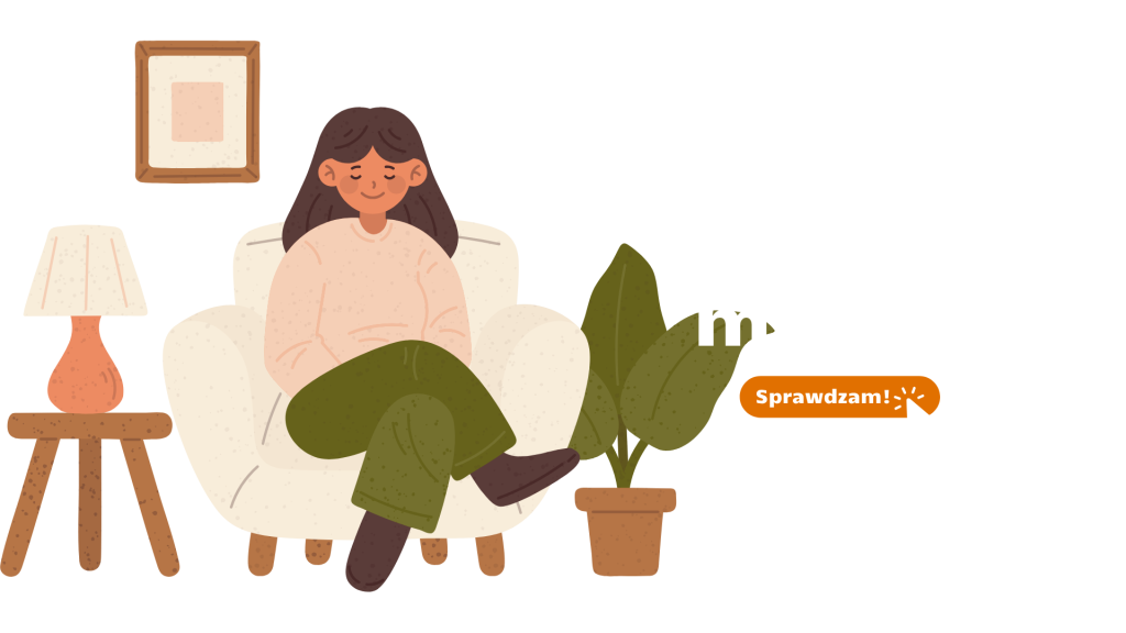 Grafika z napisem Ogrzewaj mądrze oraz ilustracją osoby odpoczywającej w ciepłym domu, zachęcająca do oszczędnego i efektywnego korzystania z ogrzewania.
